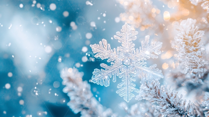 高清大图下载【趣麦麦图】雪地里的雪花特写