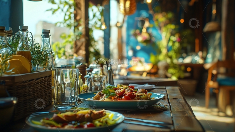 高清大图下载【趣麦麦图】阳光洒进的餐厅美食