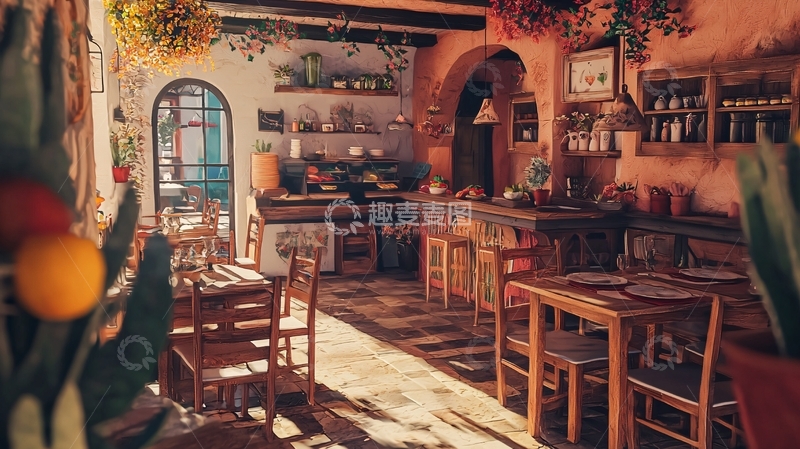 高清大图下载【趣麦麦图】田园风格餐厅室内