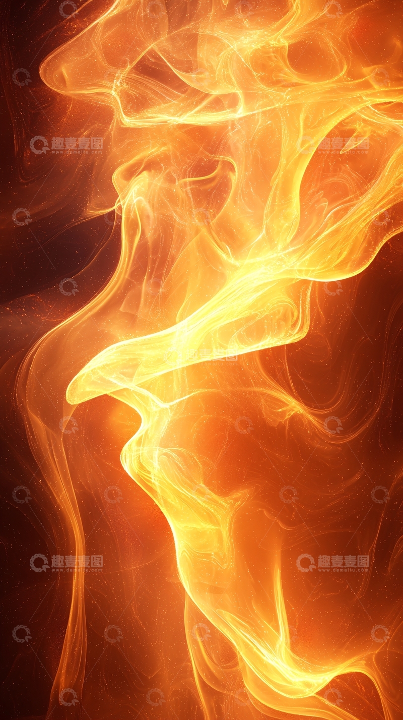 高清大图下载【趣麦麦图】金色火焰流动抽象背景
