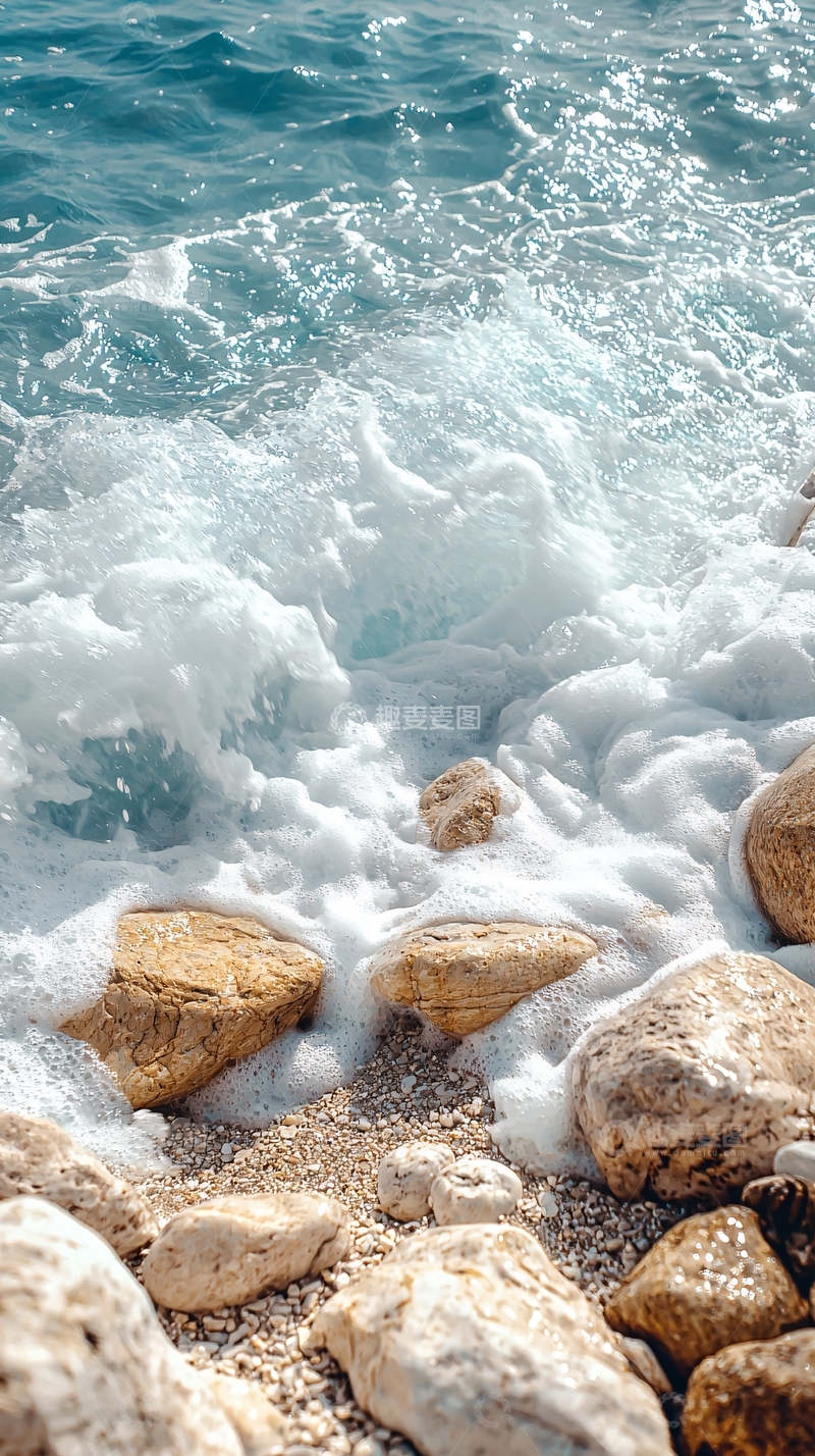 高清大图下载【趣麦麦图】海浪拍打岩石