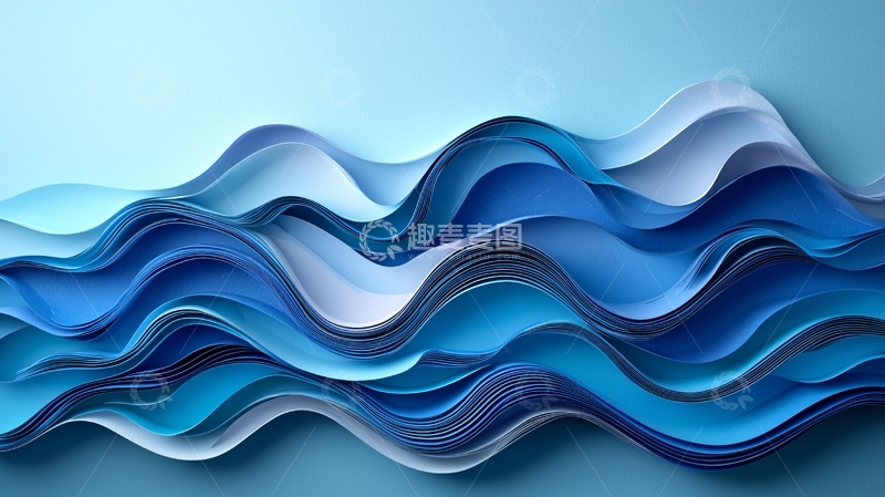 高清大图下载【趣麦麦图】蓝色波浪形的抽象背景