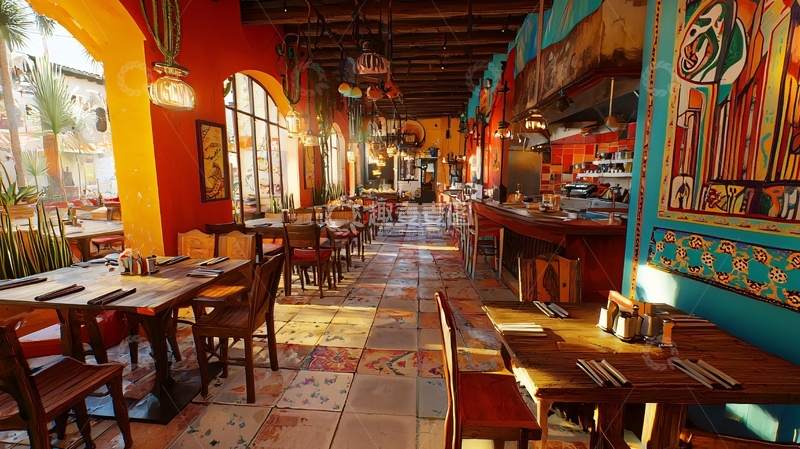 高清大图下载【趣麦麦图】色彩斑斓的异域餐厅室内