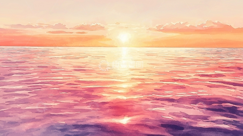 高清大图下载【趣麦麦图】水天一色唯美日落