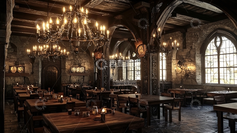 高清大图下载【趣麦麦图】中世纪风格餐厅室内