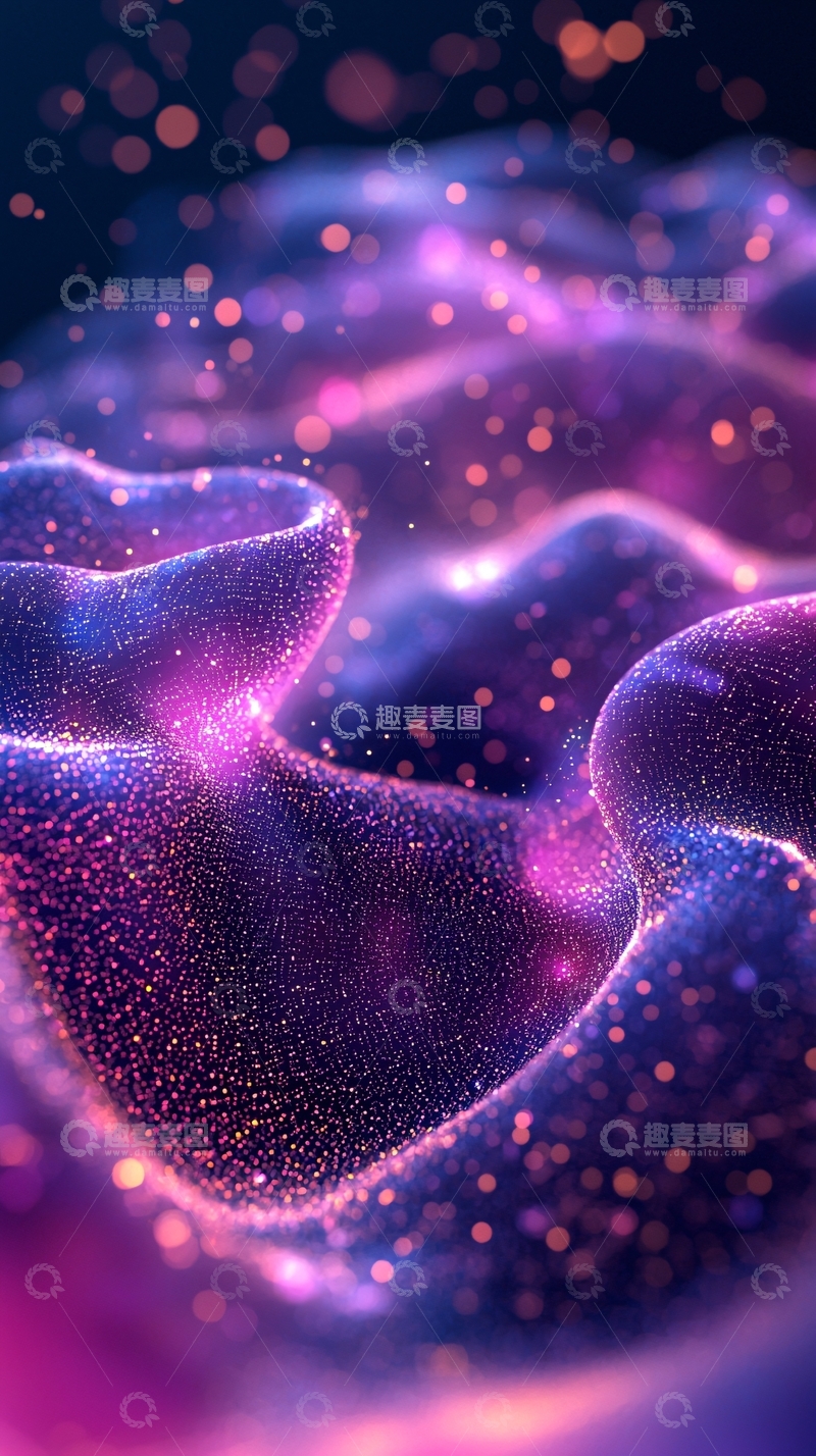 高清大图下载【趣麦麦图】紫色波浪粒子光效