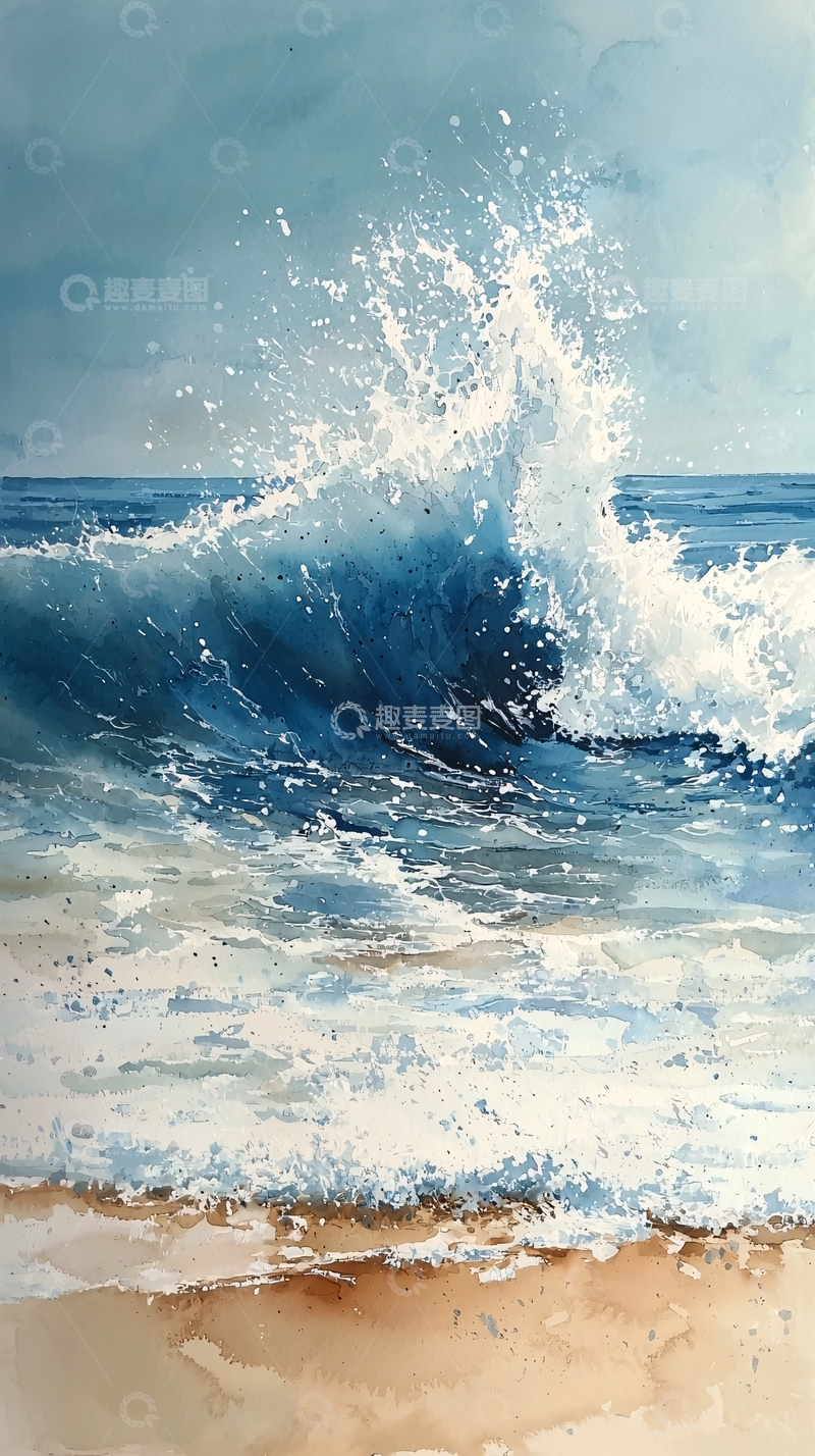 高清大图下载【趣麦麦图】海浪水花飞溅的场景