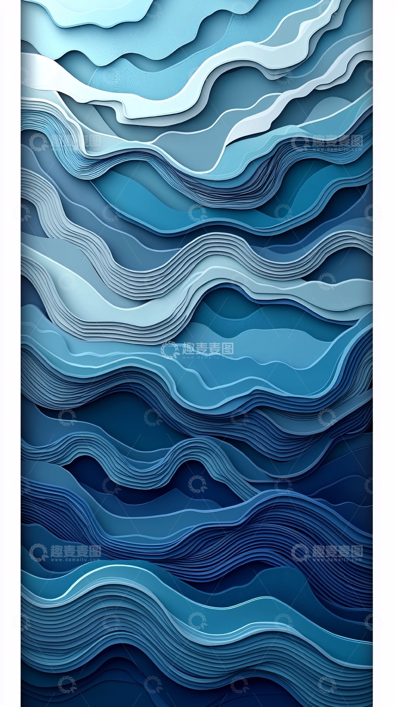 高清大图下载【趣麦麦图】蓝色波浪纸艺