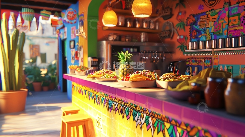 高清大图下载【趣麦麦图】色彩斑斓的墨西哥酒吧