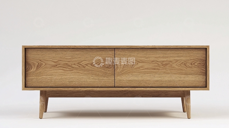 高清大图下载【趣麦麦图】简约实木双门储物柜