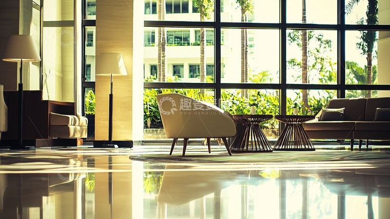 高清大图下载【趣麦麦图】阳光洒进大厅的休息区