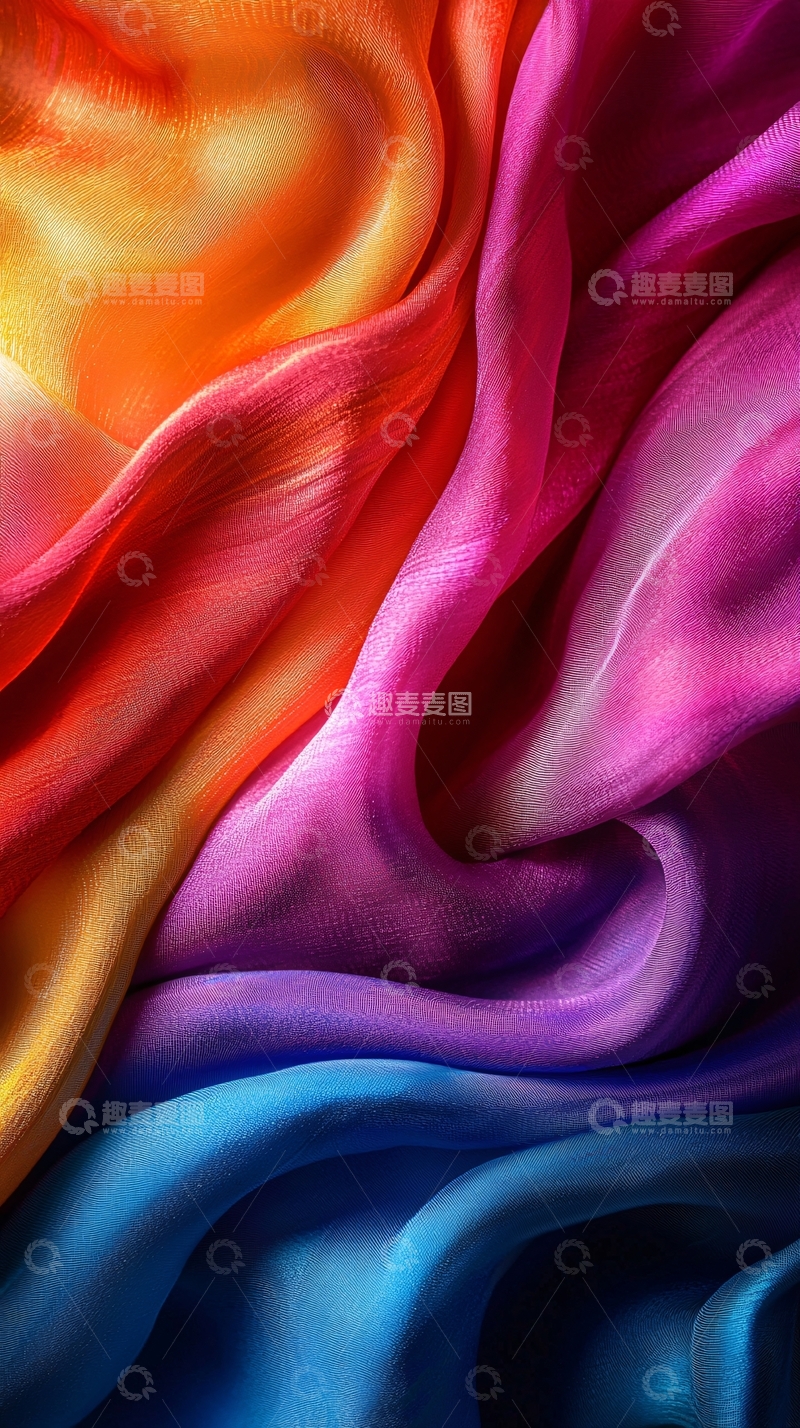 高清大图下载【趣麦麦图】彩色丝绸褶皱质感