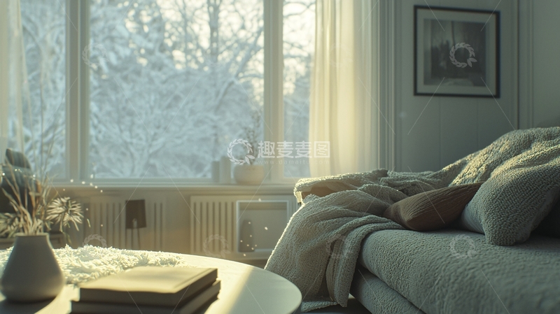 高清大图下载【趣麦麦图】冬日阳光洒满客厅
