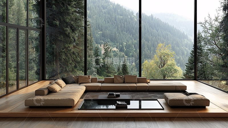 高清大图下载【趣麦麦图】极简风落地窗客厅