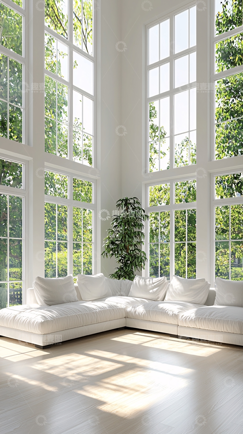高清大图下载【趣麦麦图】明亮客厅落地窗
