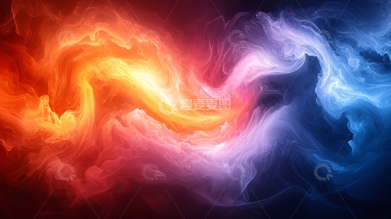 高清大图下载【趣麦麦图】红蓝渐变烟雾