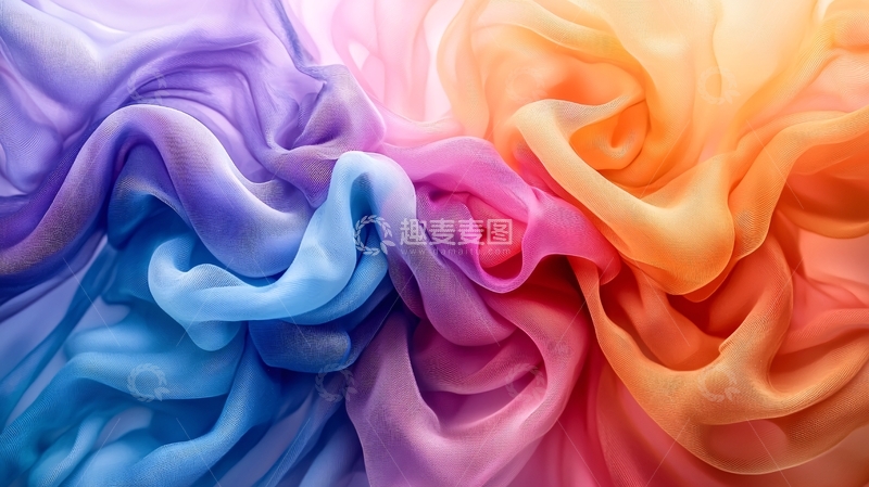 高清大图下载【趣麦麦图】彩色丝绸柔和流动质感