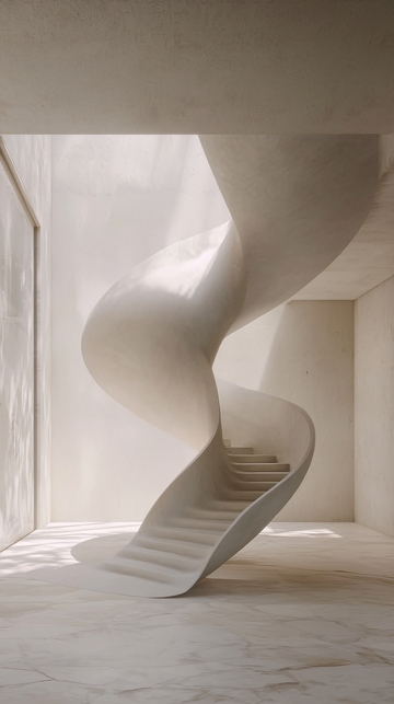 极简风白色螺旋楼梯