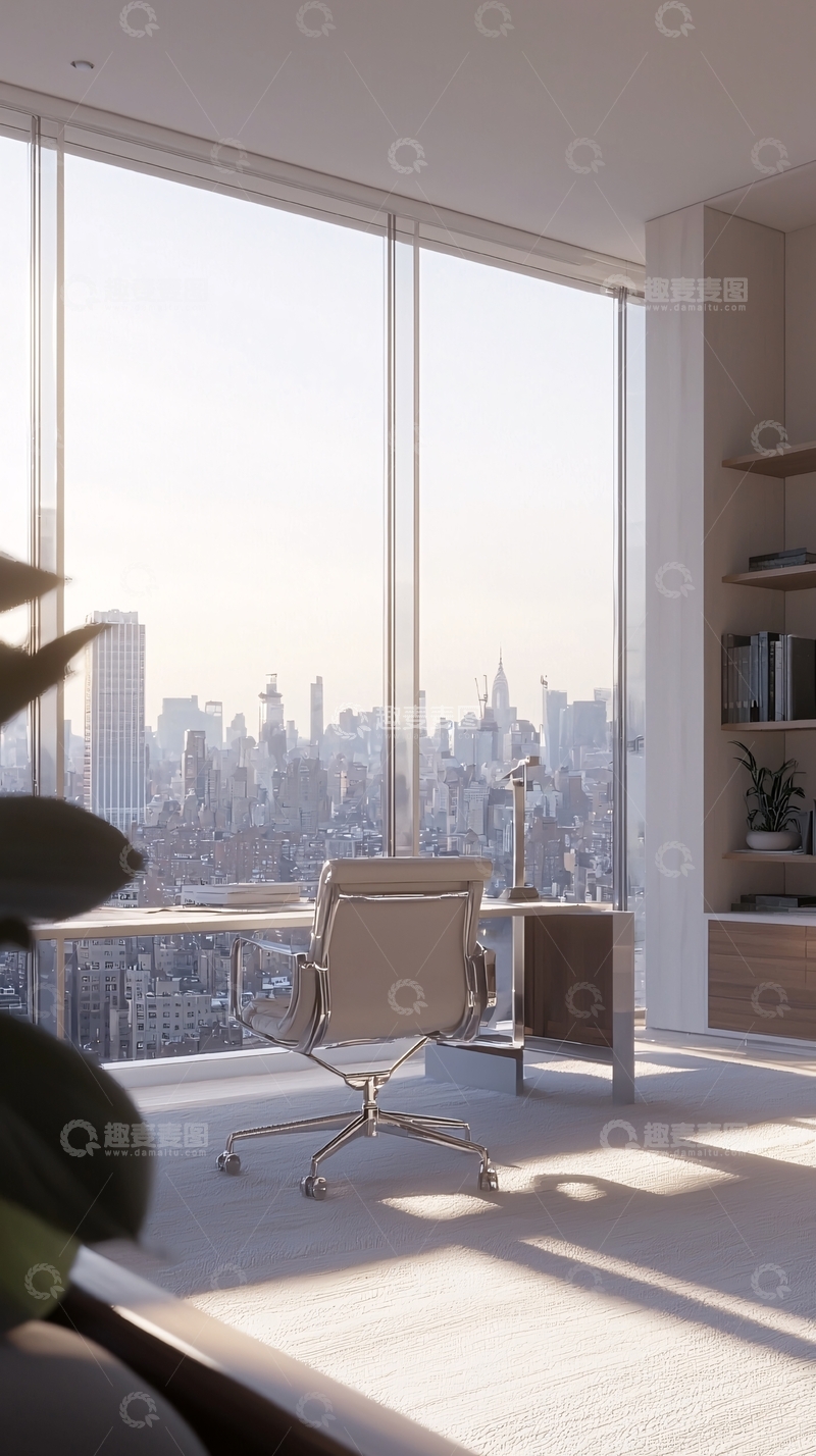 高清大图下载【趣麦麦图】现代简约落地窗办公室