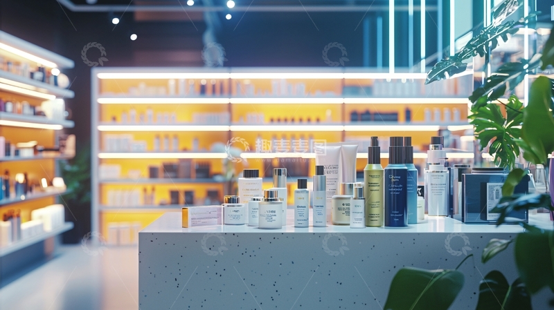 高清大图下载【趣麦麦图】现代化美妆店货架陈列