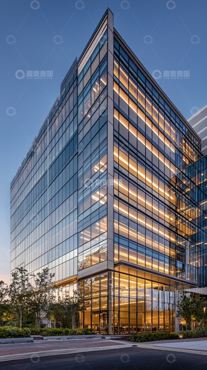 高清大图下载【趣麦麦图】现代化玻璃幕墙商务大厦