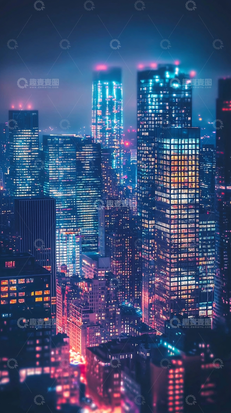 高清大图下载【趣麦麦图】夜景都市高楼大厦