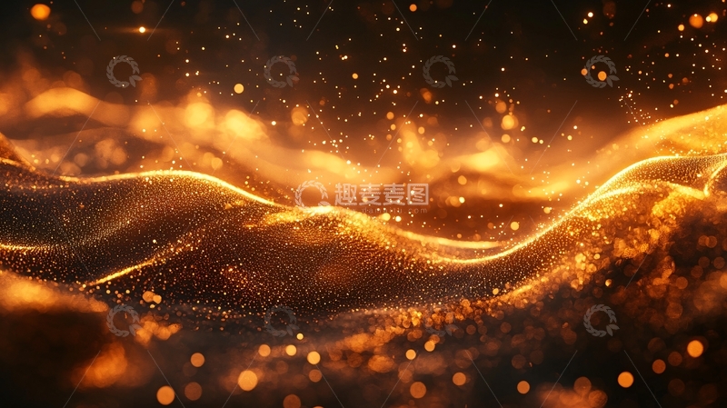 高清大图下载【趣麦麦图】金色流动的粒子光效