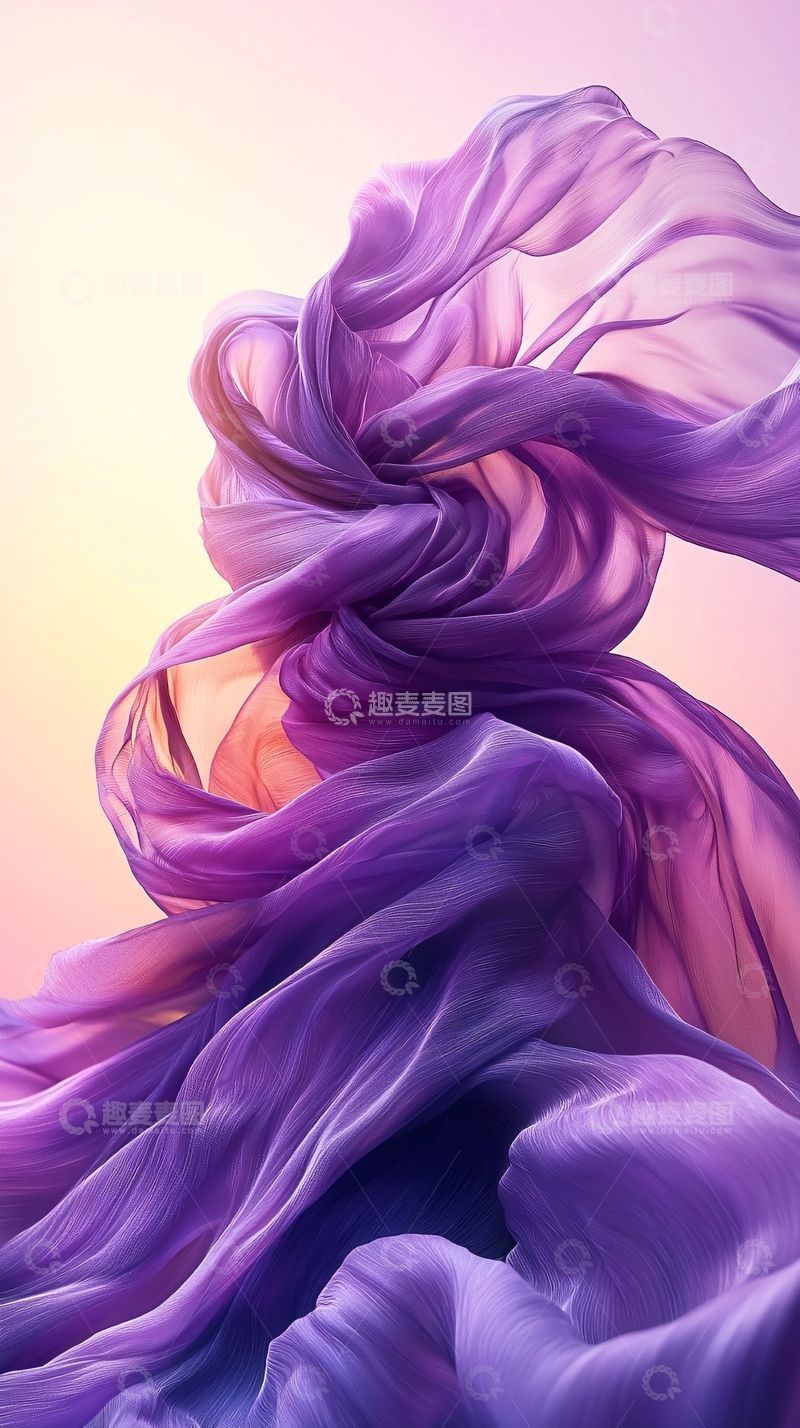 高清大图下载【趣麦麦图】紫色的丝绸在空中飞舞