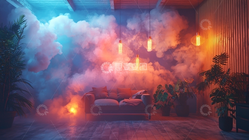 高清大图下载【趣麦麦图】梦幻般的室内烟雾场景