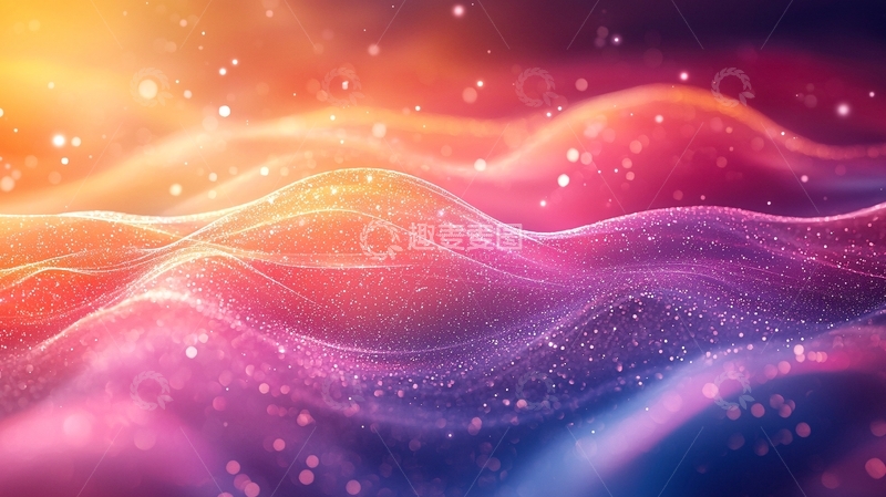 高清大图下载【趣麦麦图】流动彩色光线与星尘背景