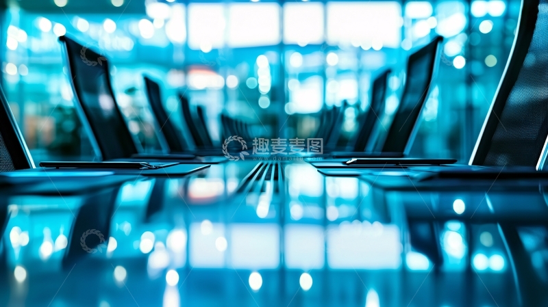 高清大图下载【趣麦麦图】会议室玻璃桌面笔记本电脑