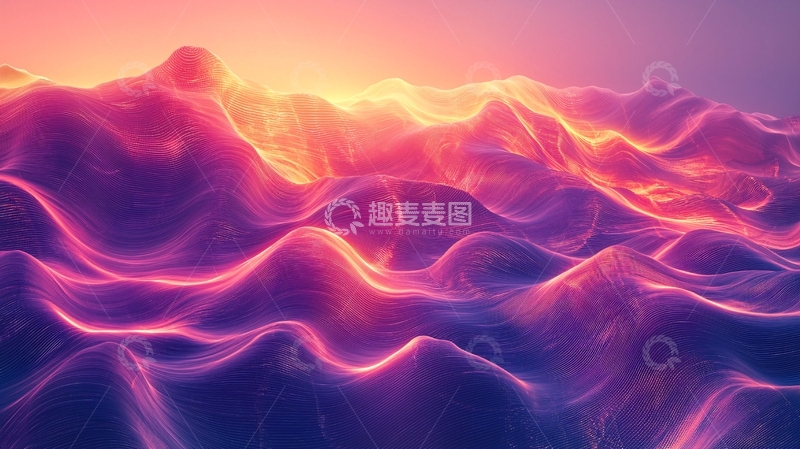 高清大图下载【趣麦麦图】粉色光芒下的波浪山丘