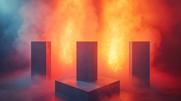 炽热烟雾下的几何体