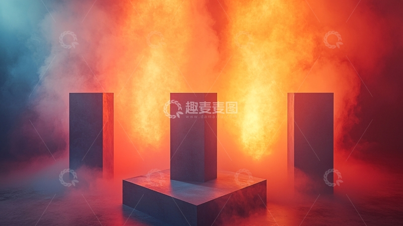 高清大图下载【趣麦麦图】炽热烟雾下的几何体