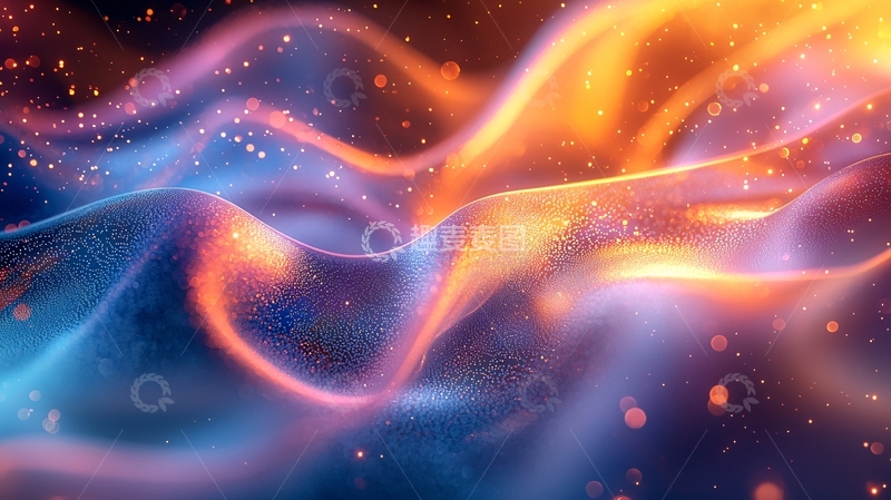 高清大图下载【趣麦麦图】蓝色橙色光晕流动背景