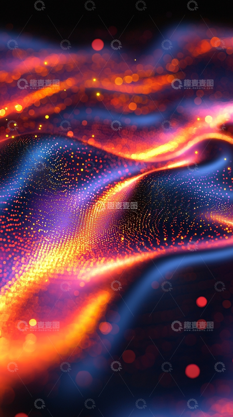 高清大图下载【趣麦麦图】流光溢彩的炫丽粒子波纹