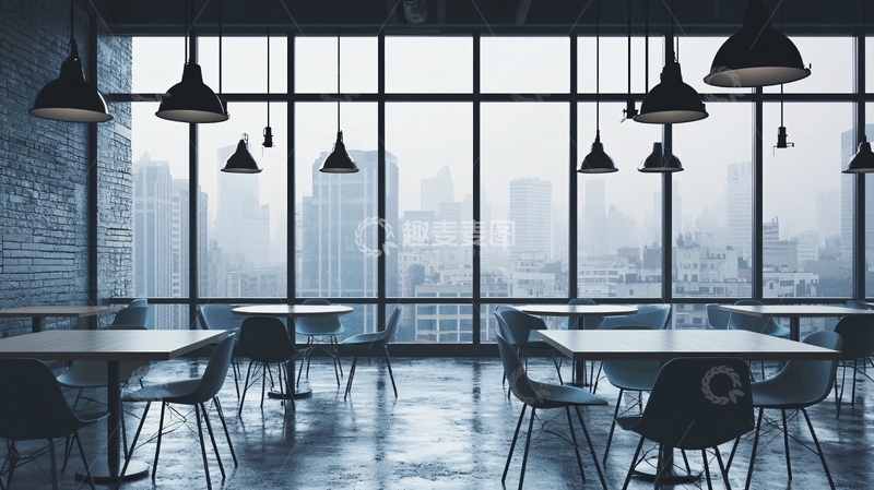高清大图下载【趣麦麦图】现代都市景观餐厅室内