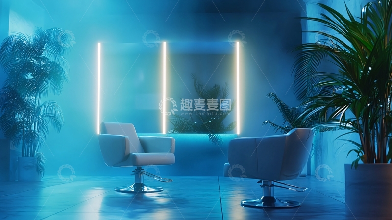 高清大图下载【趣麦麦图】蓝光氛围美发沙龙