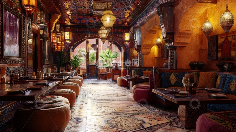高清大图下载【趣麦麦图】摩洛哥风格餐厅内部