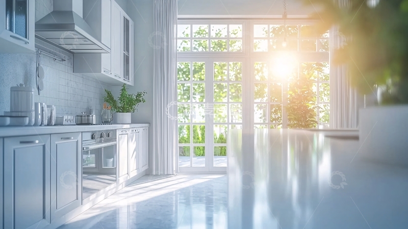 高清大图下载【趣麦麦图】现代简约白色厨房