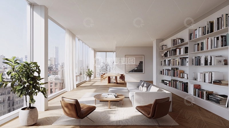 高清大图下载【趣麦麦图】现代简约高层公寓客厅