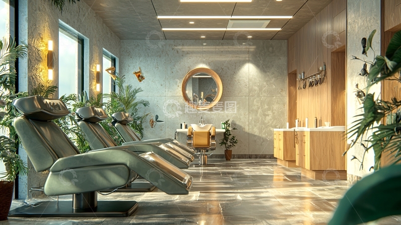 高清大图下载【趣麦麦图】高级理发店室内设计
