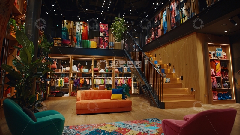 高清大图下载【趣麦麦图】明亮多彩的服装店