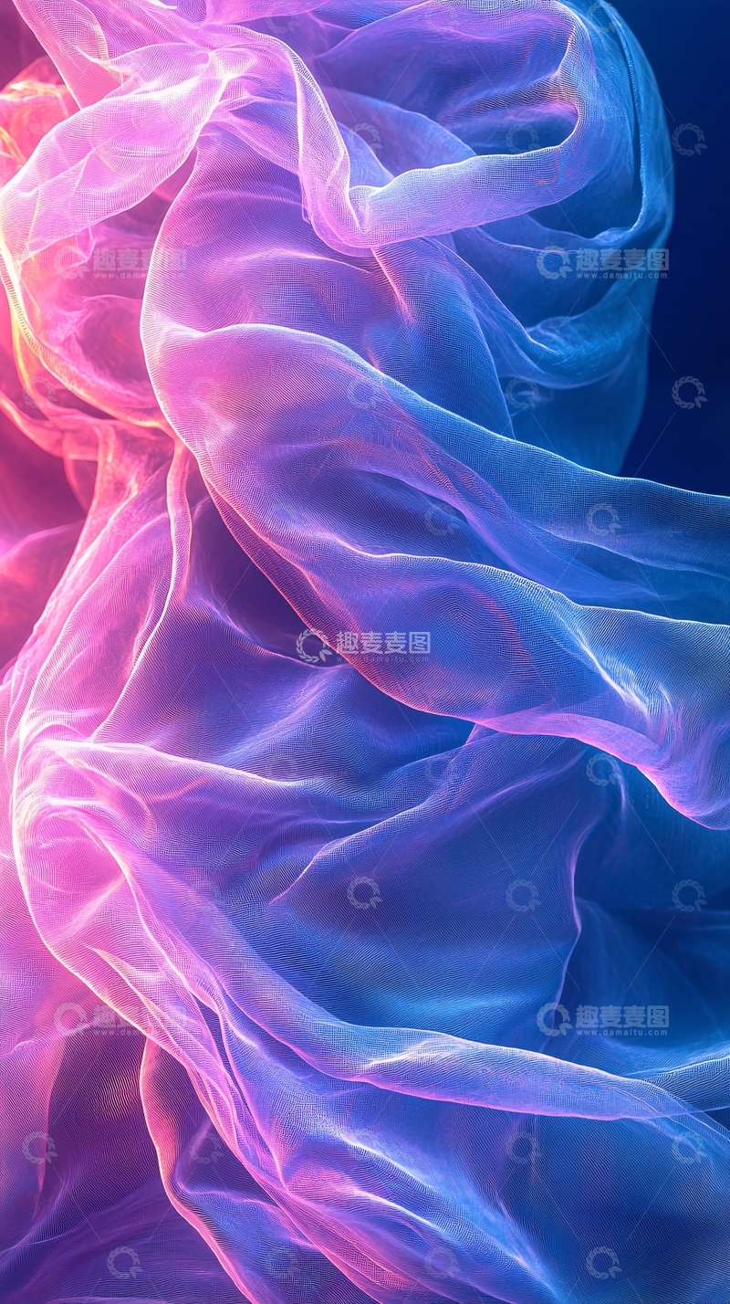 高清大图下载【趣麦麦图】梦幻色彩丝绸流动光影