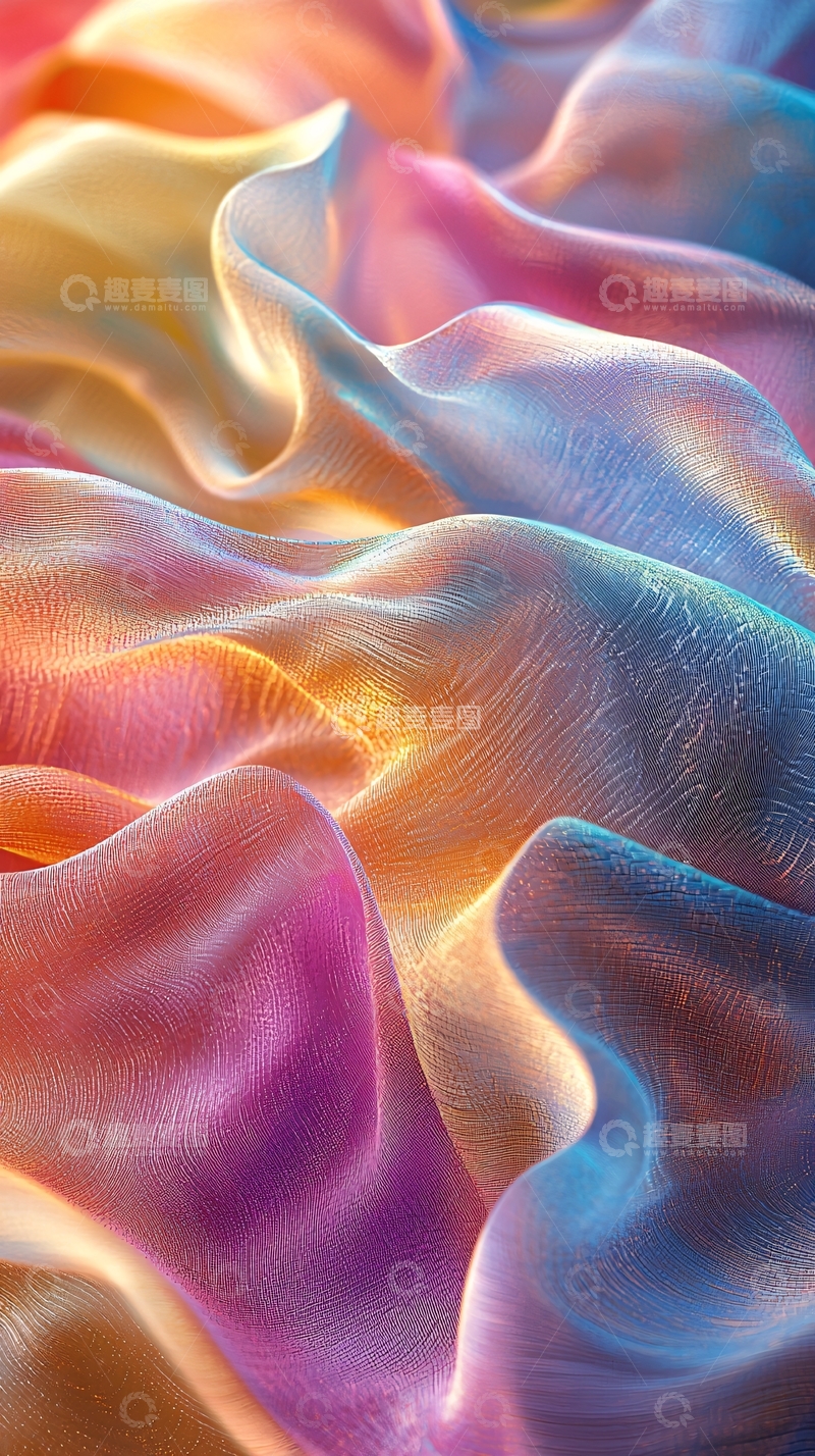 高清大图下载【趣麦麦图】彩虹色丝绸布料