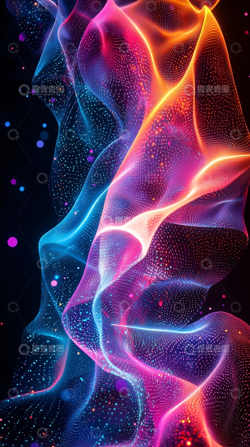 高清大图下载【趣麦麦图】流体色彩炫光粒子背景