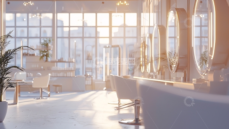 高清大图下载【趣麦麦图】阳光洒进的极简风美发沙龙