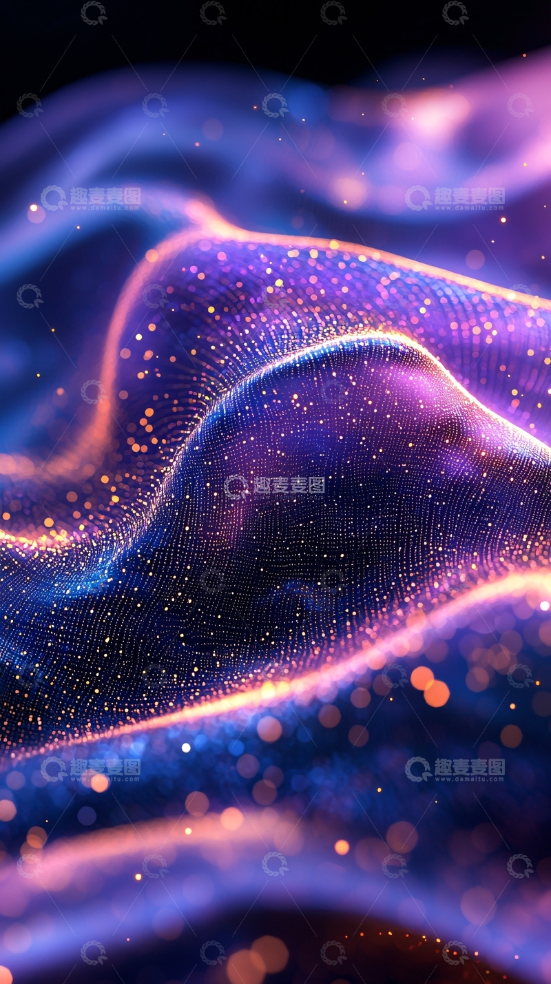 高清大图下载【趣麦麦图】紫色星空般流动粒子