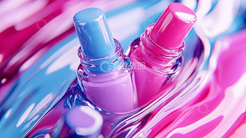 高清大图下载【趣麦麦图】炫彩指甲油瓶子特写