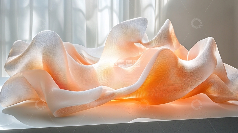 高清大图下载【趣麦麦图】白色波浪形半透明雕塑